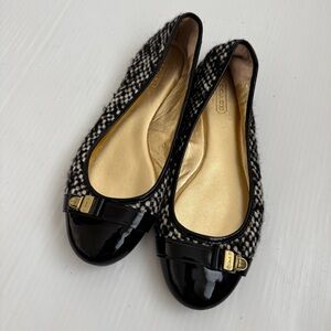 Coach Delphine Black and Gold woven  Flats